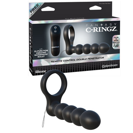 Fantasy C-Ringz Remote Control Double Penetrator Vibrating Cockring Black-0