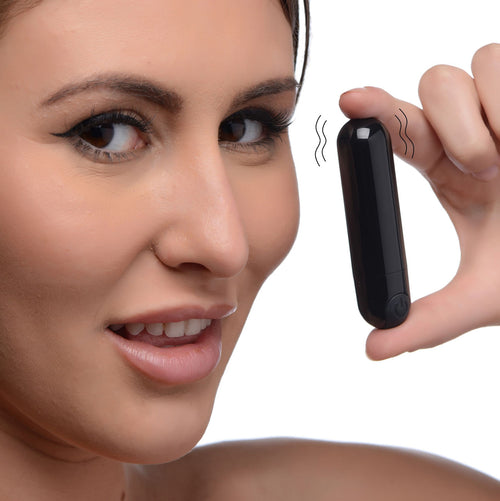 10X Rechargeable Vibrating Metallic Bullet - Black-0