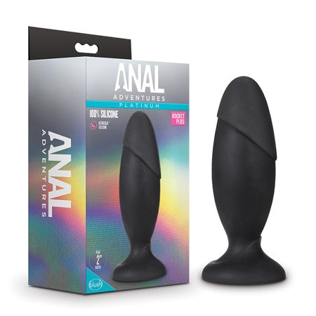 Anal Adventures Platinum Silicone Rocket Plug Black-0